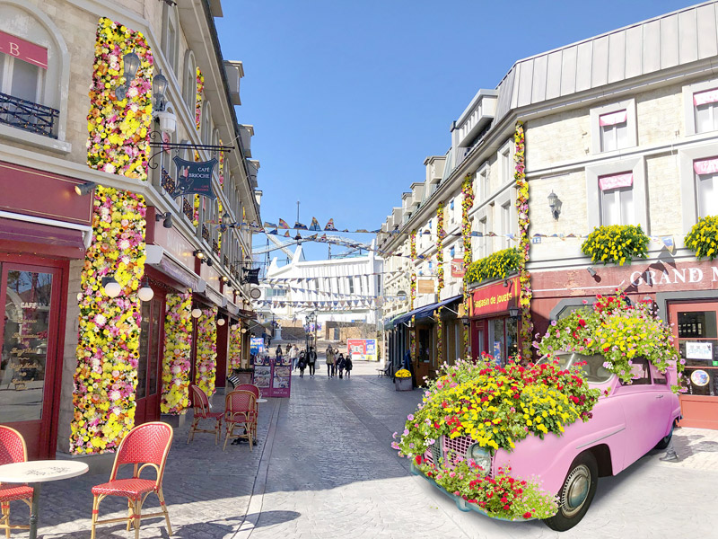 パリの街並みが色鮮やかな花々で華やかにデコレーション