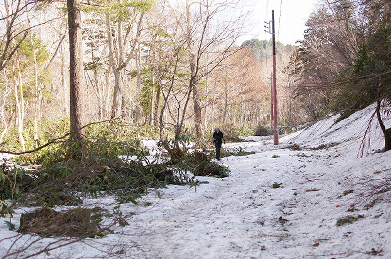 鳩待峠～山ノ鼻間では、まだ雪の多く残る場所も（2019年5月23日）